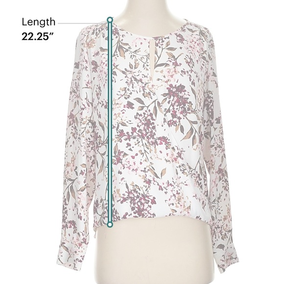 White House Black Market Floral Blouse Pink Cream Small - Picture 13 of 13